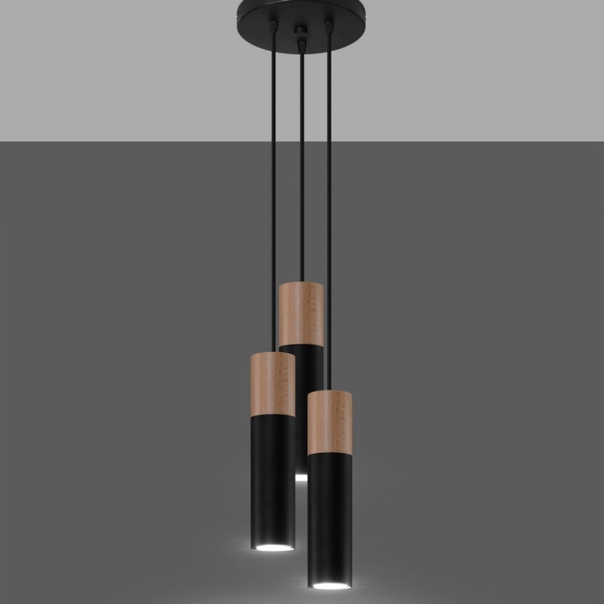Pakabinamas sietynas PABLO 3xGU10/40W/230V juoda/bukas
