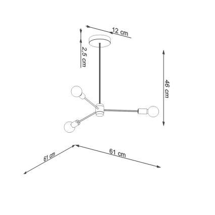 Sietynas ant stulpo LANGO 3xE27/60W/230V juodas