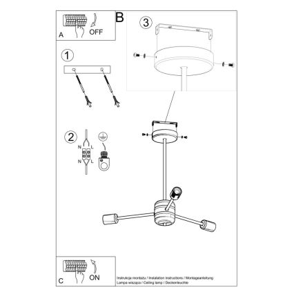 Sietynas ant stulpo LANGO 3xE27/60W/230V juodas