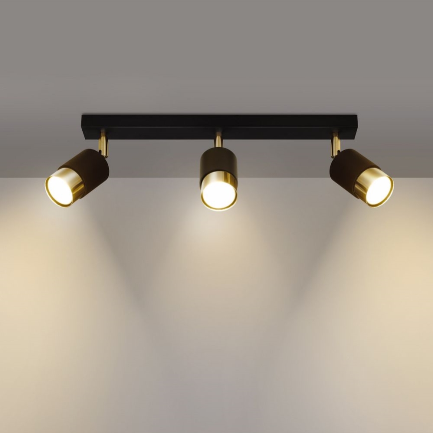 Akcentinis šviestuvas NERO 3xGU10/40W/230V juodas/aukso