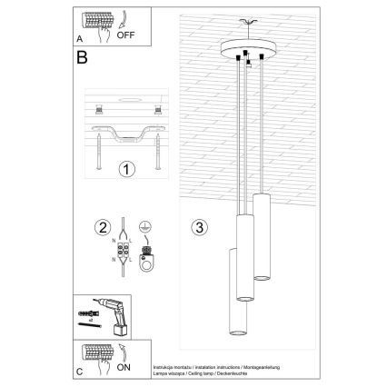Pakabinamas sietynas LAGOS 3xGU10/10W/230V juoda