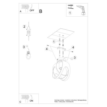 Ant pagrindo montuojamas sietynas TULOS 1xE27/60W/230V baltas