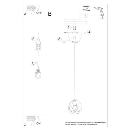 Pakabinamas sietynas TULOS 1xE27/60W/230V baltas