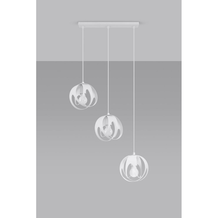 Pakabinamas sietynas TULOS 3xE27/60W/230V baltas