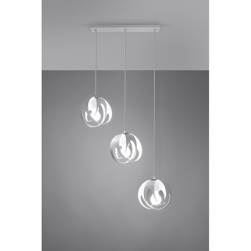 Pakabinamas sietynas TULOS 3xE27/60W/230V baltas