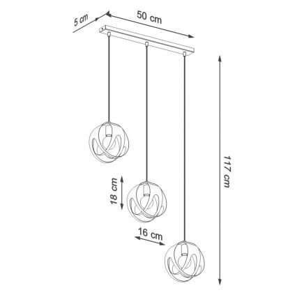 Pakabinamas sietynas TULOS 3xE27/60W/230V baltas