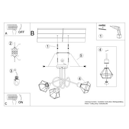 Sietynas ant stulpo ARTEMIS 3xE14/40W/230V juodas