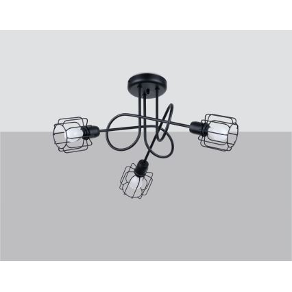 Sietynas ant stulpo BELUCI 3xE14/40W/230V juodas