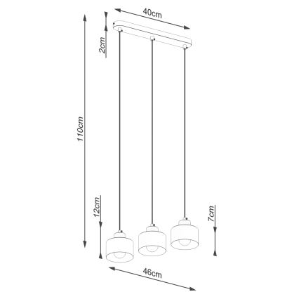 Pakabinamas sietynas SAVAR 3xE27/60W/230V juodas