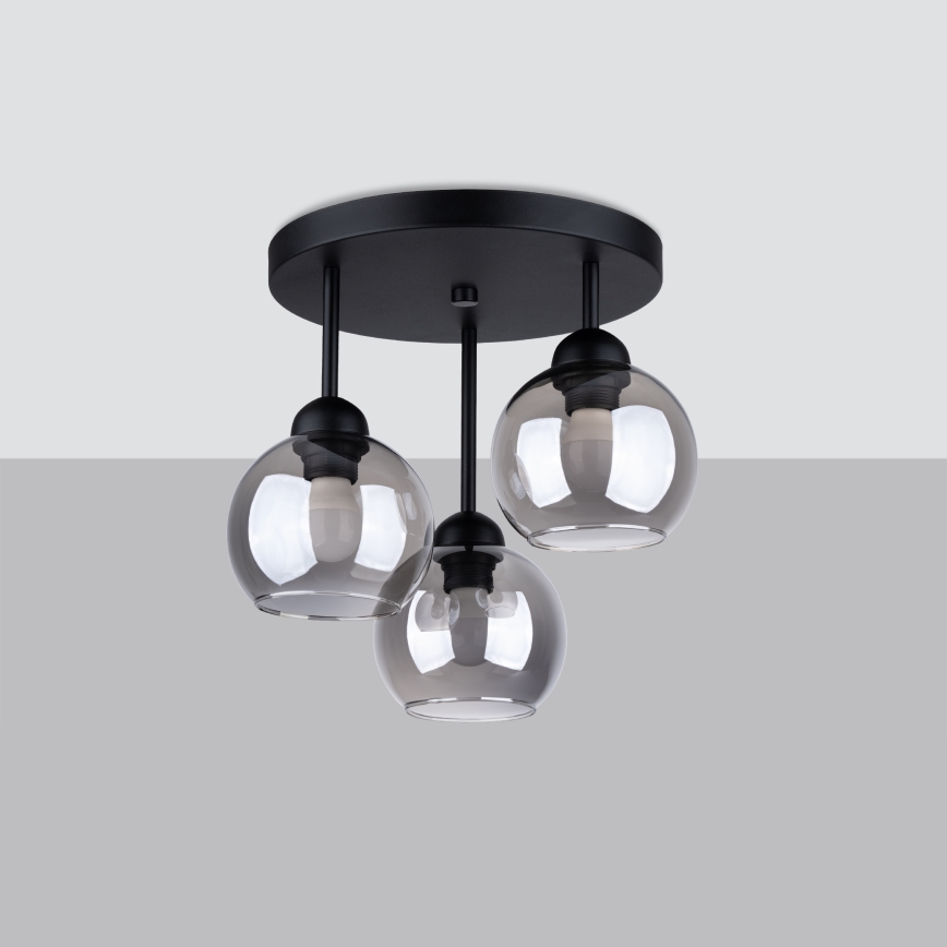 Sietynas ant stulpo ALINO 3xE27/60W/230V juodas
