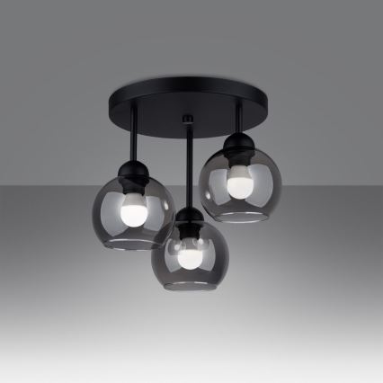 Sietynas ant stulpo ALINO 3xE27/60W/230V juodas