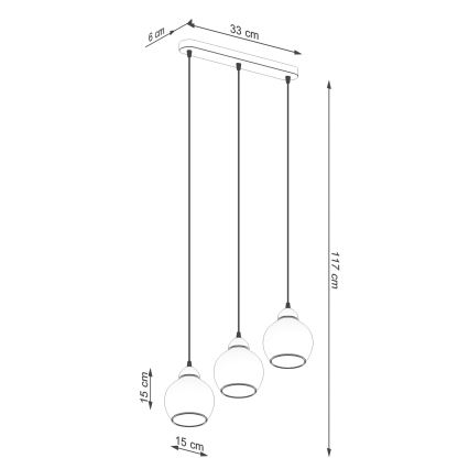 Pakabinamas sietynas ALINO 3xE27/60W/230V juodas