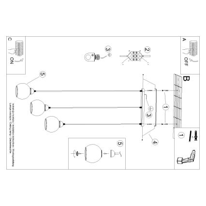 Pakabinamas sietynas ALINO 3xE27/60W/230V juodas