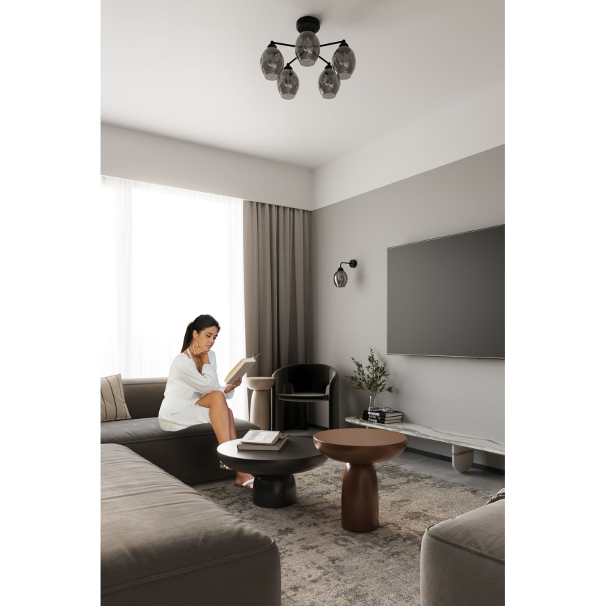 Sietynas ant stulpo FILLAN 5xE27/60W/230V juodas