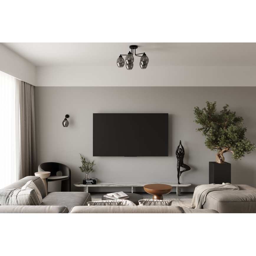 Sietynas ant stulpo FILLAN 5xE27/60W/230V juodas