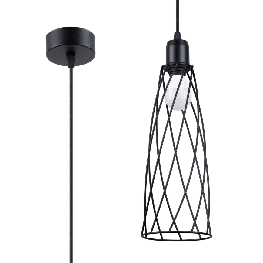Pakabinamas sietynas SUBA 1xE27/15W/230V juoda