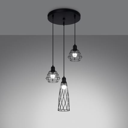 Pakabinamas sietynas SUBA 3xE27/15W/230V juoda