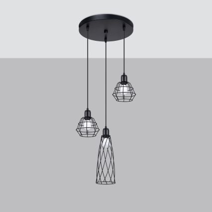 Pakabinamas sietynas SUBA 3xE27/15W/230V juoda