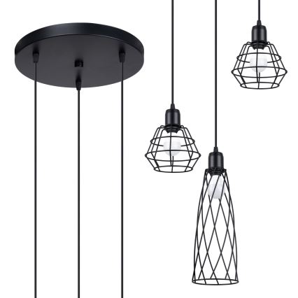 Pakabinamas sietynas SUBA 3xE27/15W/230V juoda