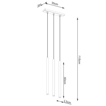 Pakabinamas sietynas PASTELO 3xG9/8W/230V auksas