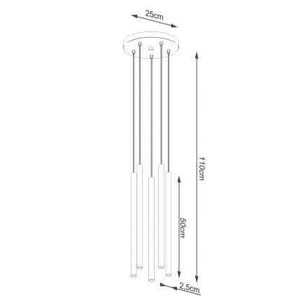 Pakabinamas sietynas PASTELO 5xG9/8W/230V auksas