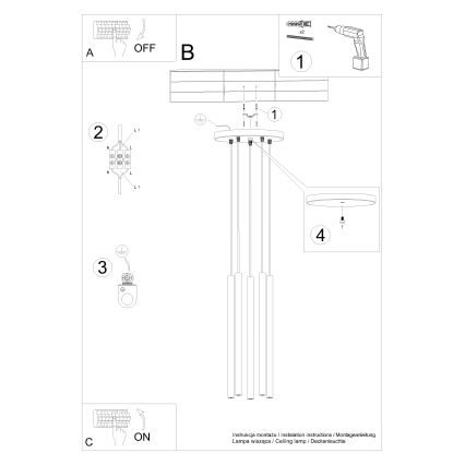 Pakabinamas sietynas PASTELO 5xG9/8W/230V auksas