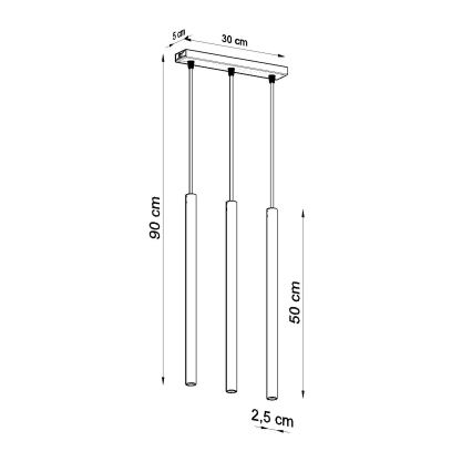 Pakabinamas sietynas PASTELO 3xG9/8W/230V auksas