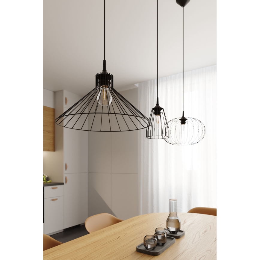 Pakabinamas sietynas LEYO 1xE27/15W/230V juoda