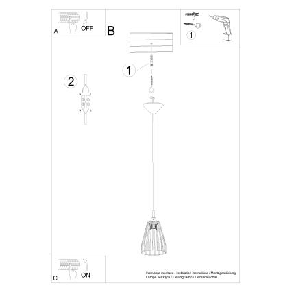 Pakabinamas sietynas LEYO 1xE27/15W/230V juoda