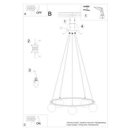 Pakabinamas sietynas YOLI 5xG9/8W/230V juoda