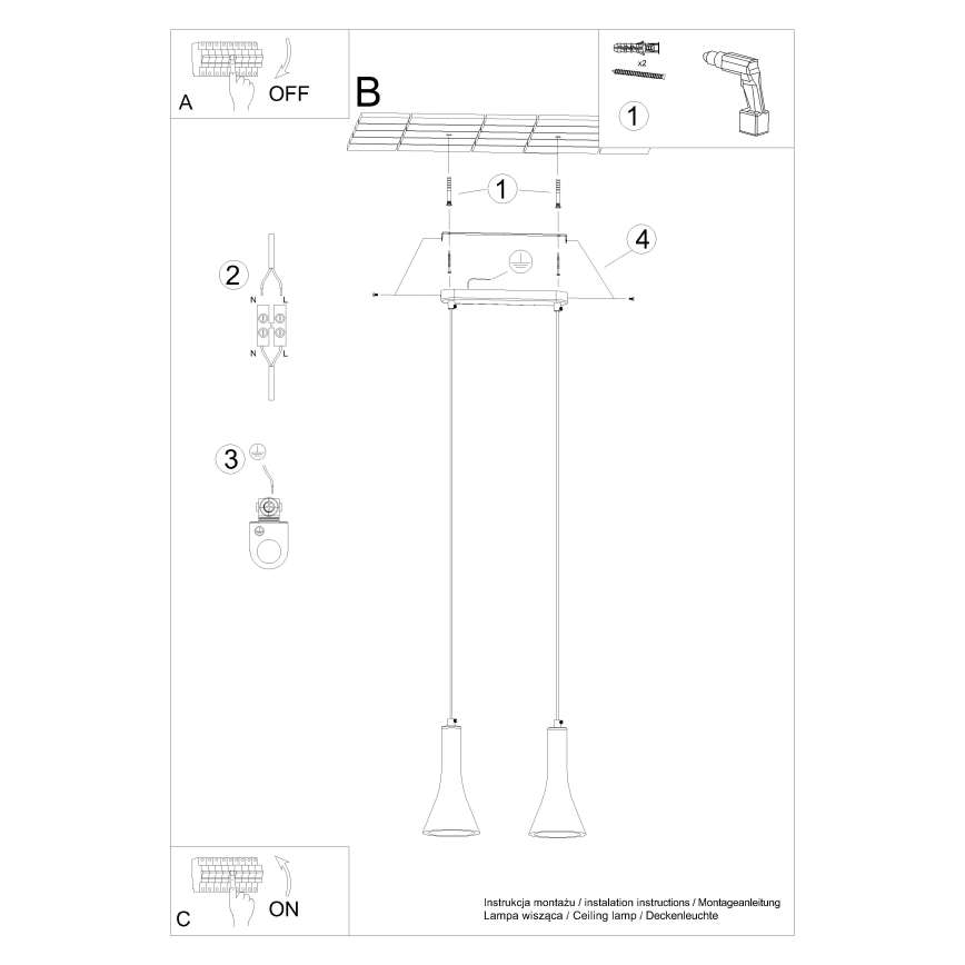 Pakabinamas sietynas REA 2xE14/12W/230V betonas