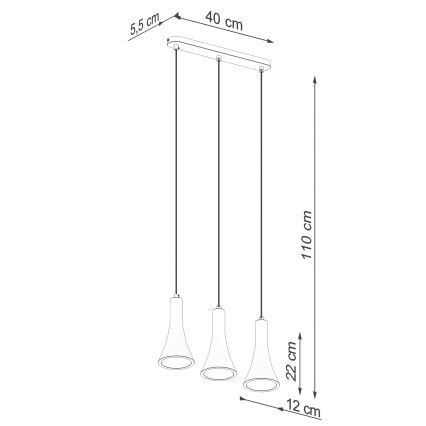 Pakabinamas sietynas REA 3xE14/12W/230V betonas