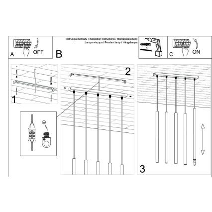 Pakabinamas sietynas PASTELO 5xG9/8W/230V bukas