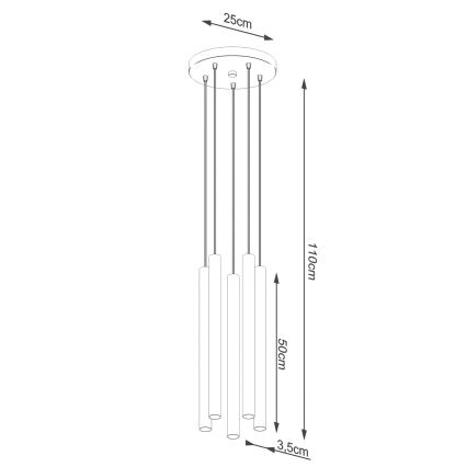 Pakabinamas sietynas PASTELO 5xG9/8W/230V bukas