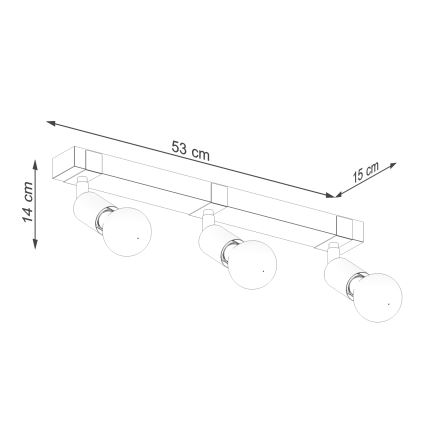 Akcentinis apšvietimas ZUCA 3xE27/15W/230V juoda/ąžuolas