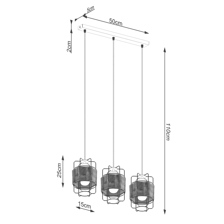 Pakabinamas sietynas GIZUR 3xE27/15W/230V