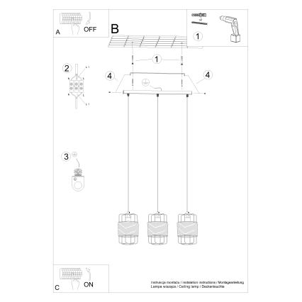 Pakabinamas sietynas GIZUR 3xE27/15W/230V