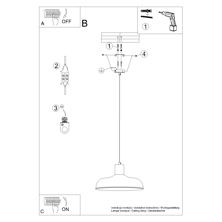 Pakabinamas sietynas INDY 1xE27/15W/230V diametras 38 cm balta