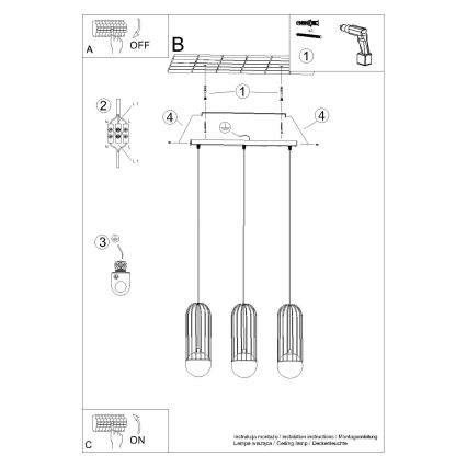 Pakabinamas sietynas BRINA 3xG9/8W/230V balta
