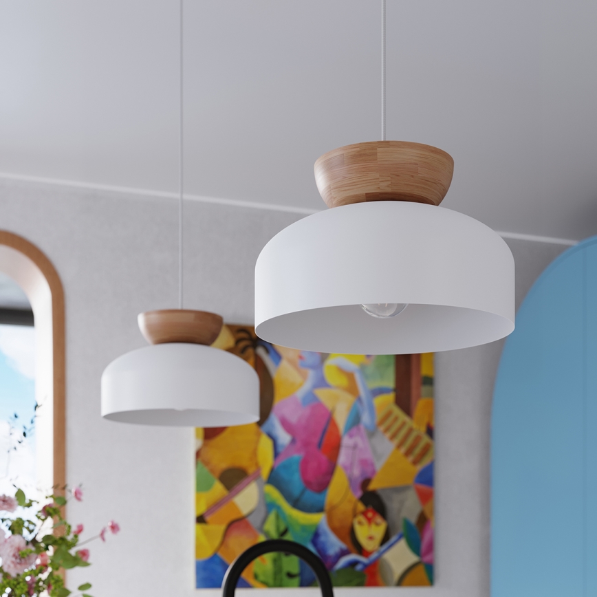Pakabinamas sietynas MARION 1xE27/15W/230V diametras 29,5 cm balta