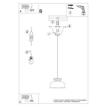 Pakabinamas sietynas MARION 1xE27/15W/230V diametras 29,5 cm balta