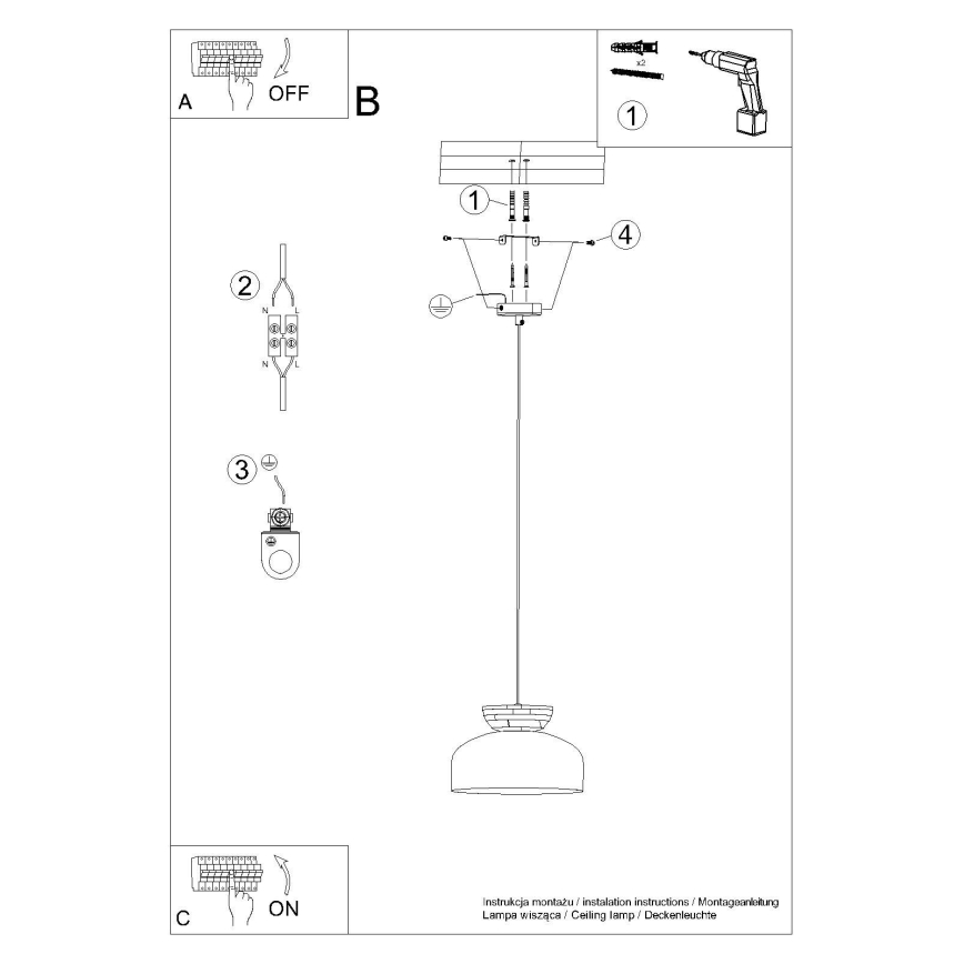 Pakabinamas sietynas MARION 1xE27/15W/230V diametras 29,5 cm balta