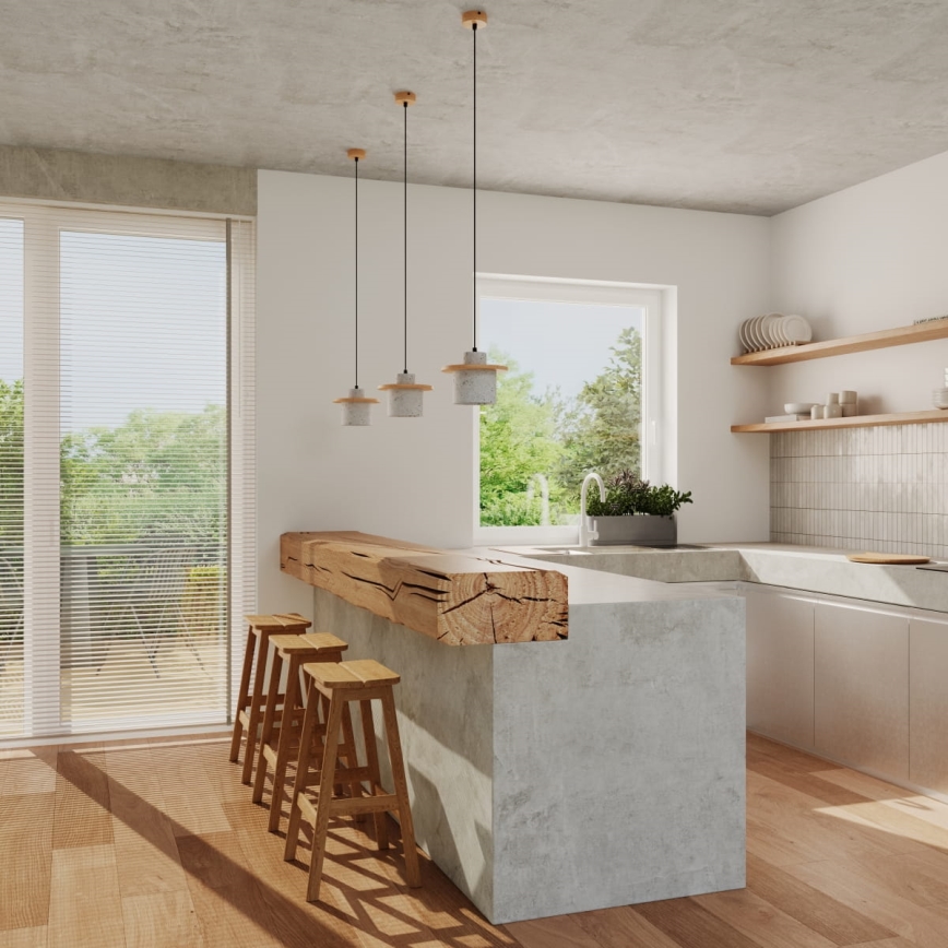 Pakabinamas šviestuvas su laidu MAB 1xE27/15W/230V skersm. 22 cm betonas/pilka