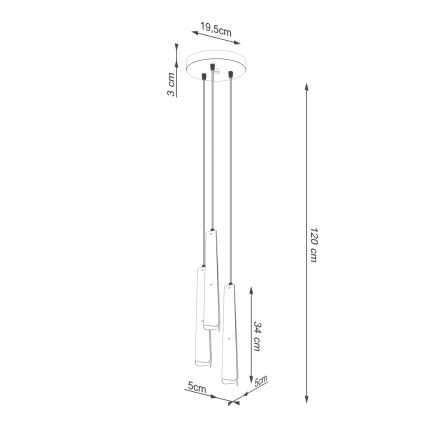 Pakabinamas sietynas PRYSM 3xG9/8W/230V juoda