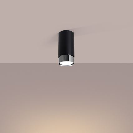 Akcentinis apšvietimas NERO 1xGU10/10W/230V 12,5 cm juoda/blizgus chromas