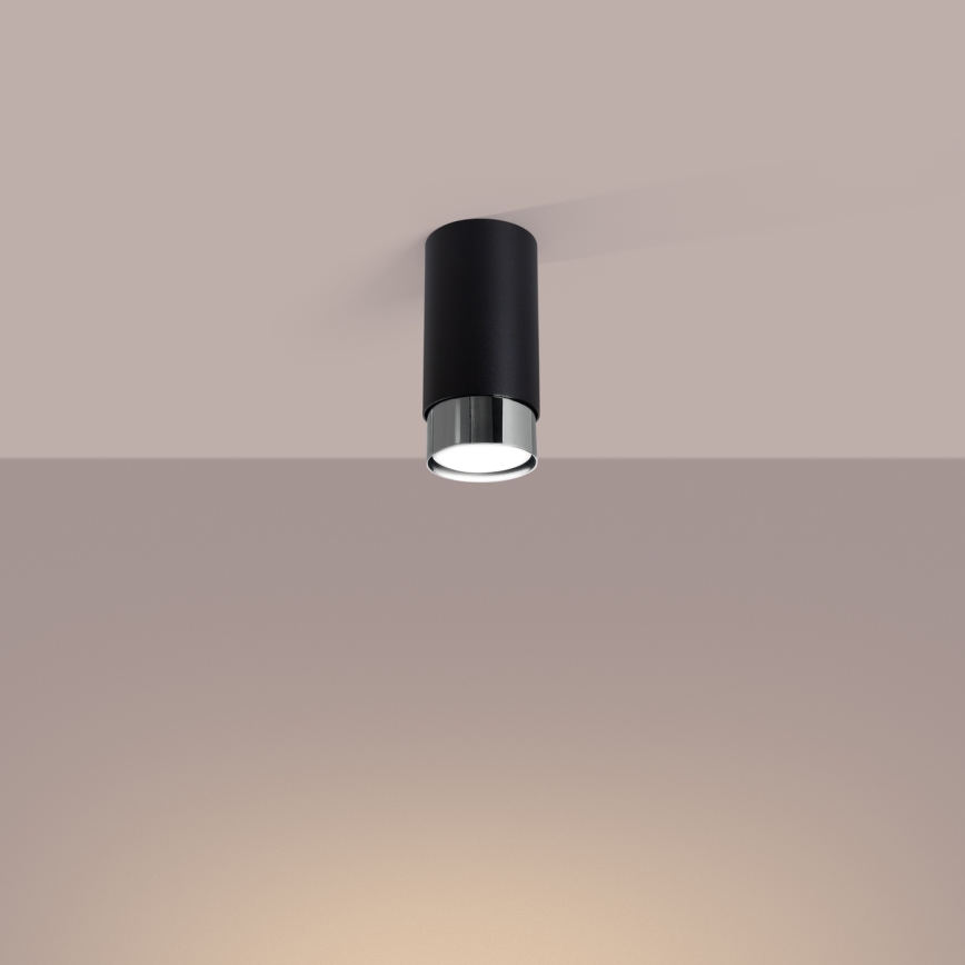Akcentinis apšvietimas NERO 1xGU10/10W/230V 12,5 cm juoda/blizgus chromas