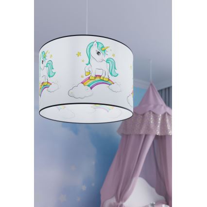 Vaikiškas pakabinamas sietynas UNICORN 1xE27/15W/230V diametras 30 cm vienaragis