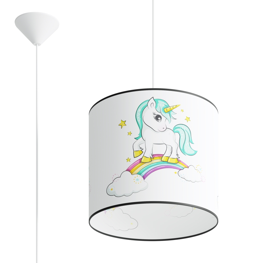 Vaikiškas pakabinamas sietynas UNICORN 1xE27/15W/230V diametras 30 cm vienaragis