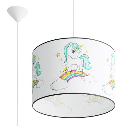 Vaikiškas pakabinamas sietynas UNICORN 1xE27/15W/230V diametras 40 cm vienaragis