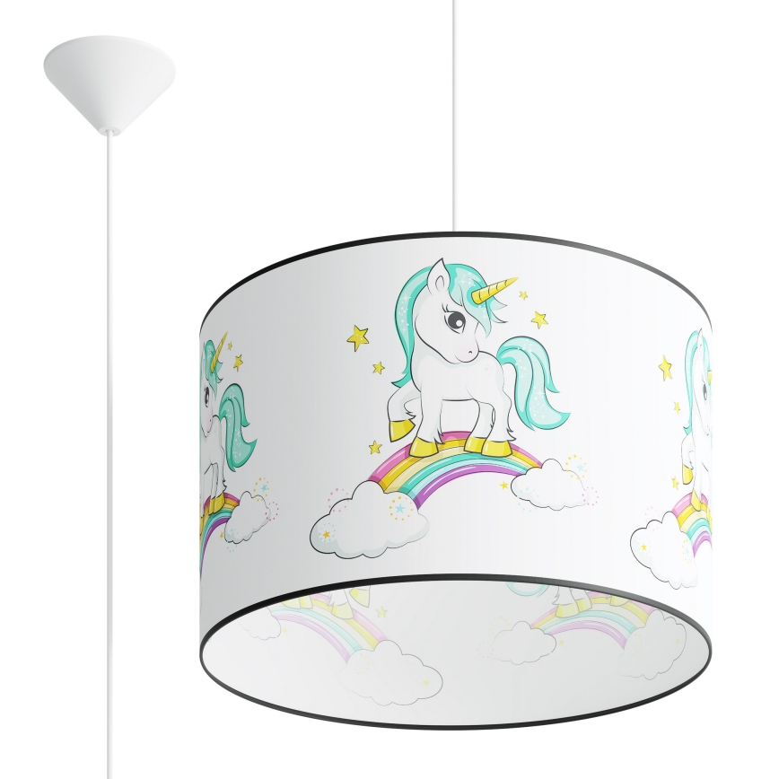 Vaikiškas pakabinamas sietynas UNICORN 1xE27/15W/230V diametras 40 cm vienaragis